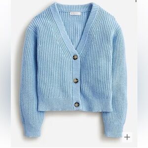 J crew blue mist Girls' cropped V-neck cardigan
